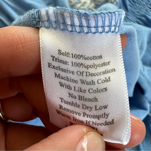 Johnny Was Light Blue Embroidered Julien Tier Dress NWT - Picture 8 of 10